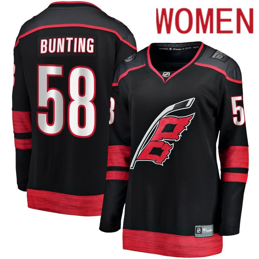Women Carolina Hurricanes #58 Michael Bunting Fanatics Branded Black Home Breakaway Player NHL Jersey